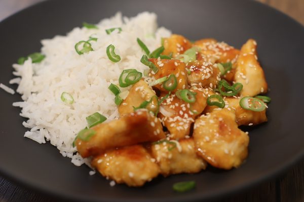Orange chicken with rice